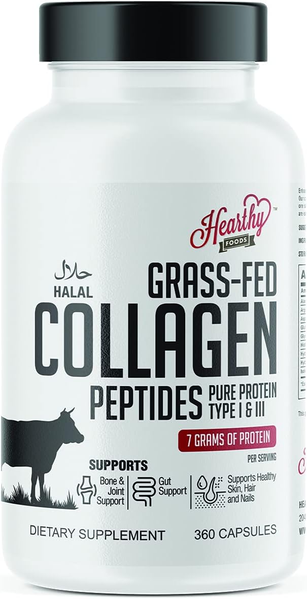 Collagen Pills Supplement (Type I, III) - 360 Capsules for Healthy Hair, Skin, Nails, Joints - Dairy & Gluten Free - 7g Protein/serving