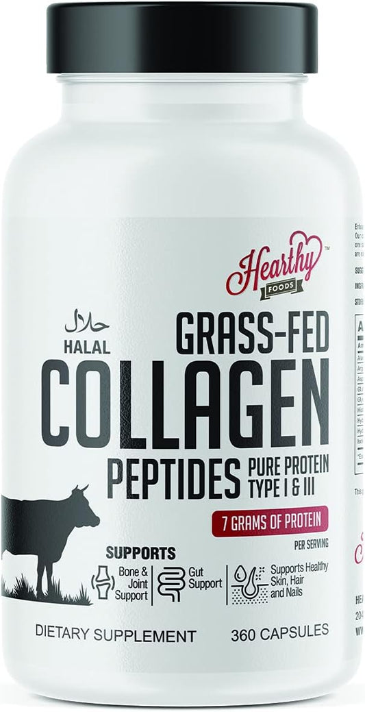 Collagen Pills Supplement (Type I, III) - 360 Capsules for Healthy Hair, Skin, Nails, Joints - Dairy & Gluten Free - 7g Protein/serving