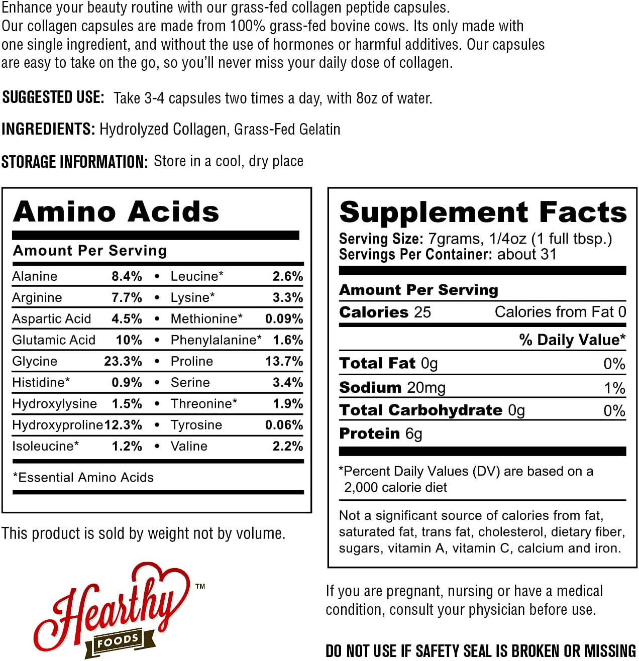 Collagen Pills Supplement (Type I, III) - 360 Capsules for Healthy Hair, Skin, Nails, Joints - Dairy & Gluten Free - 7g Protein/serving