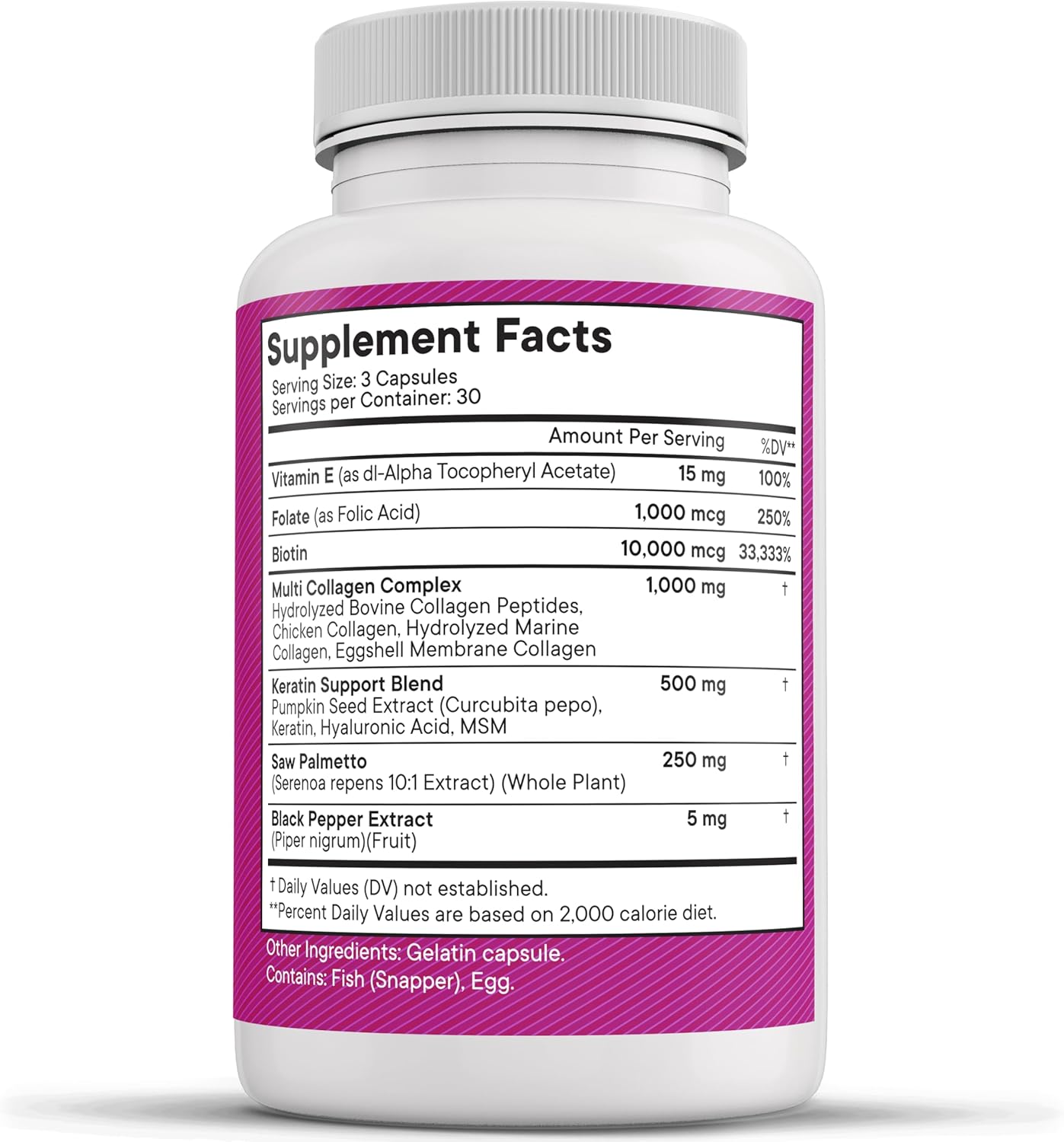 Collagen Pills with Biotin, Keratin, Saw Palmetto, and Hyaluronic Acid - 90 Count (Pack of 2) - Enhanced with Vitamin E, Folic Acid, Pumpkin Seed, and MSM