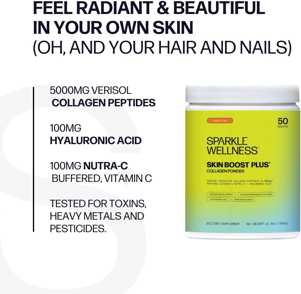 Collagen Powder Supplement with VERISOL & Vitamin C for Skin Elasticity (Orange) - BoostGo Australia