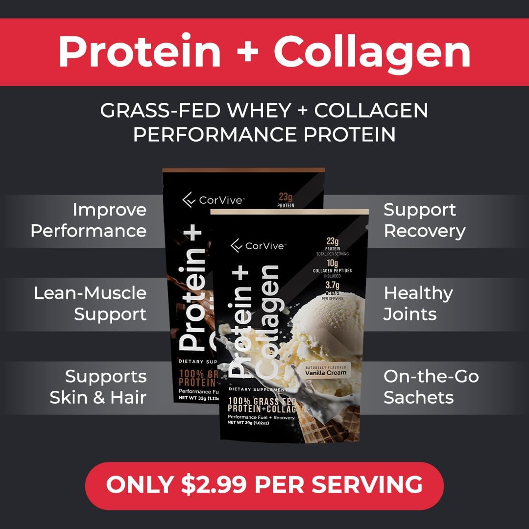 Collagen Protein Powder with 23g Protein, Grass-Fed Whey, and BCAAs for Muscle & Joint Health - Chocolate Flavor