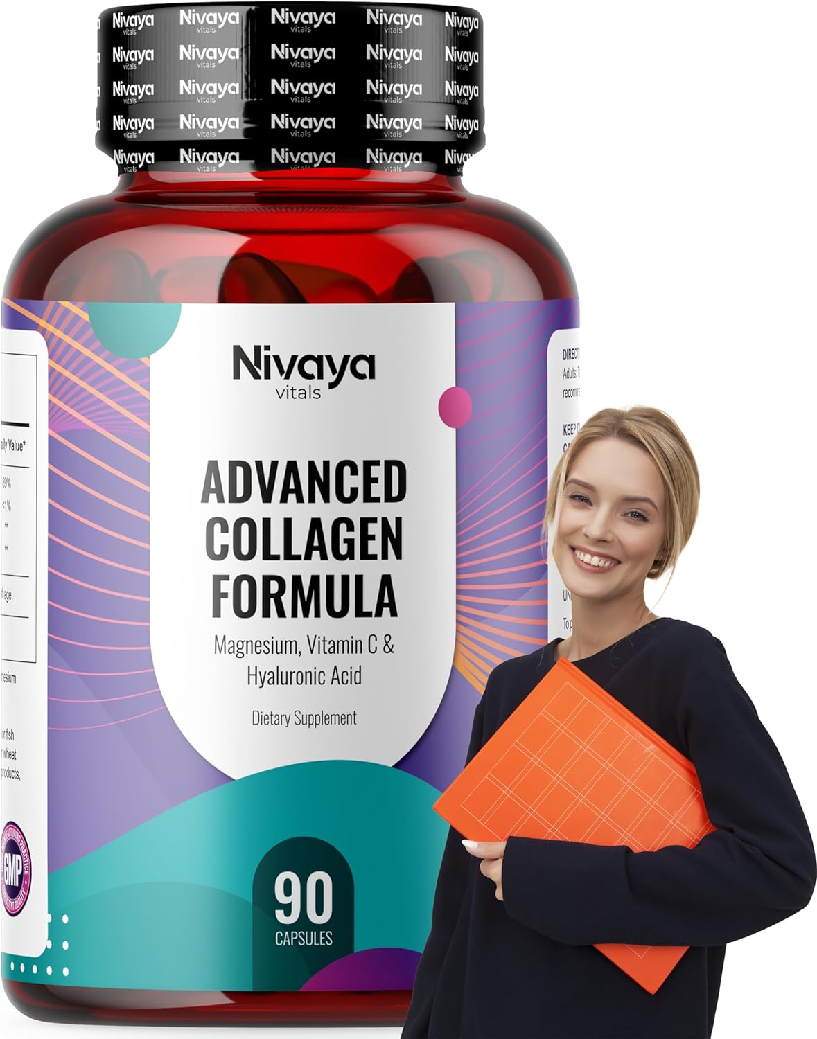 Collagen Supplements for Hair, Skin, Nails, Joint Support - Magnesium, Vitamin C, Hyaluronic Acid - 90 Capsules for Women & Men - Keto Friendly