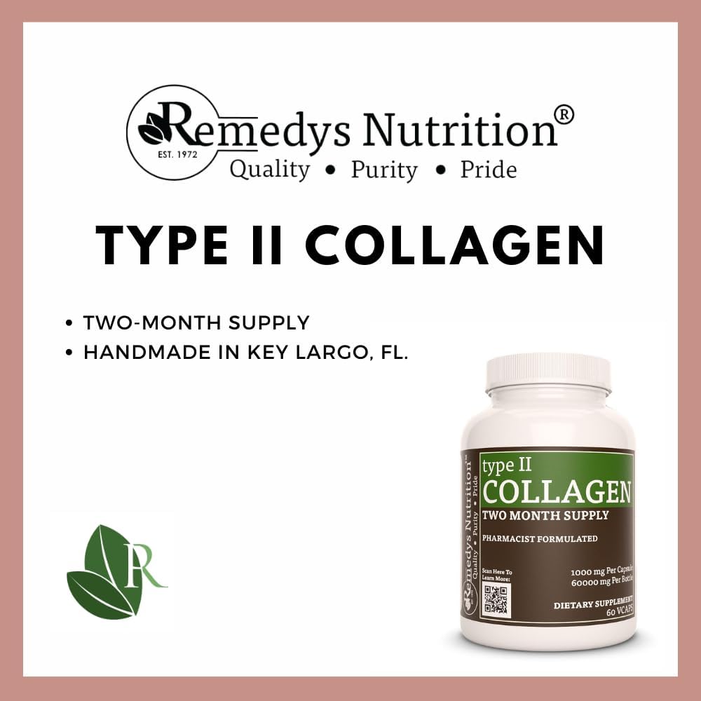Collagen Type 2 Supplement | 1,000mg, 60 Vegan Capsules | Non-GMO, No Fillers | Two Month Supply