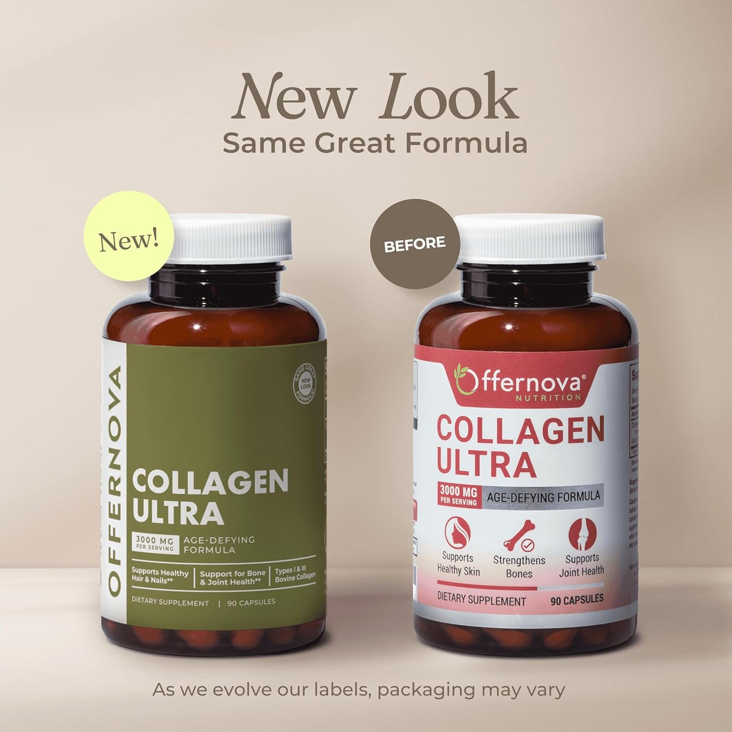 Collagen Ultra Supplements 3000mg - Anti Aging Bovine Peptides for Joints, Bones, Hair, Skin - 90 Capsules