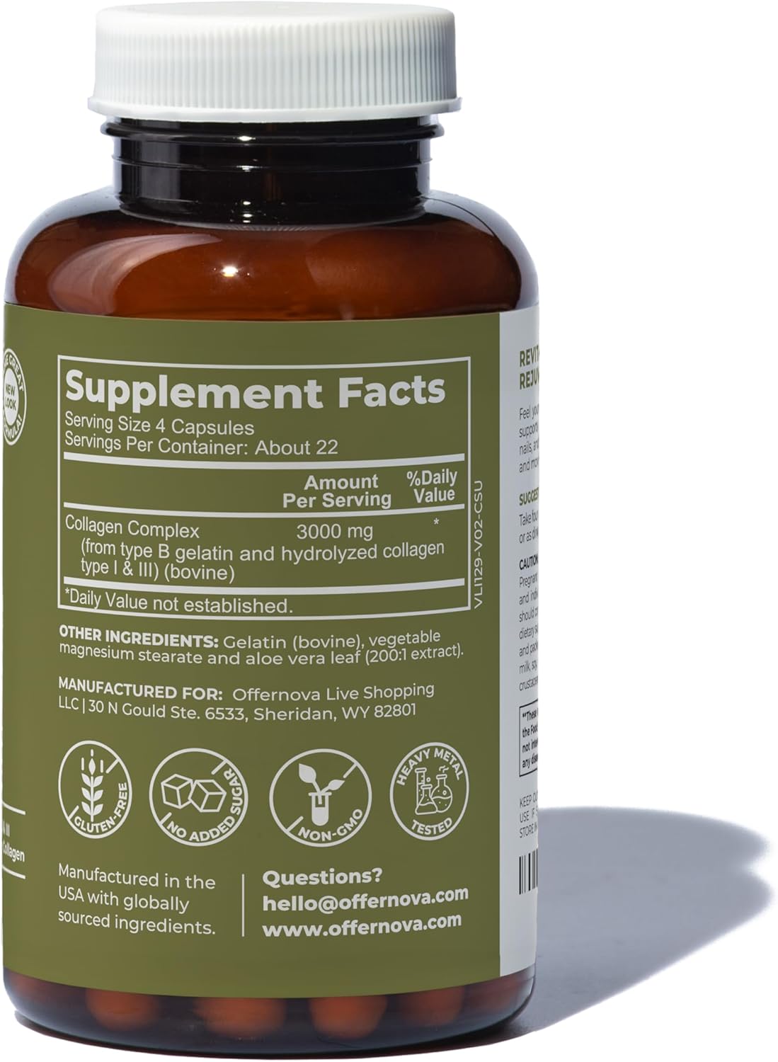 Collagen Ultra Supplements 3000mg - Anti Aging Bovine Peptides for Joints, Bones, Hair, Skin - 90 Capsules