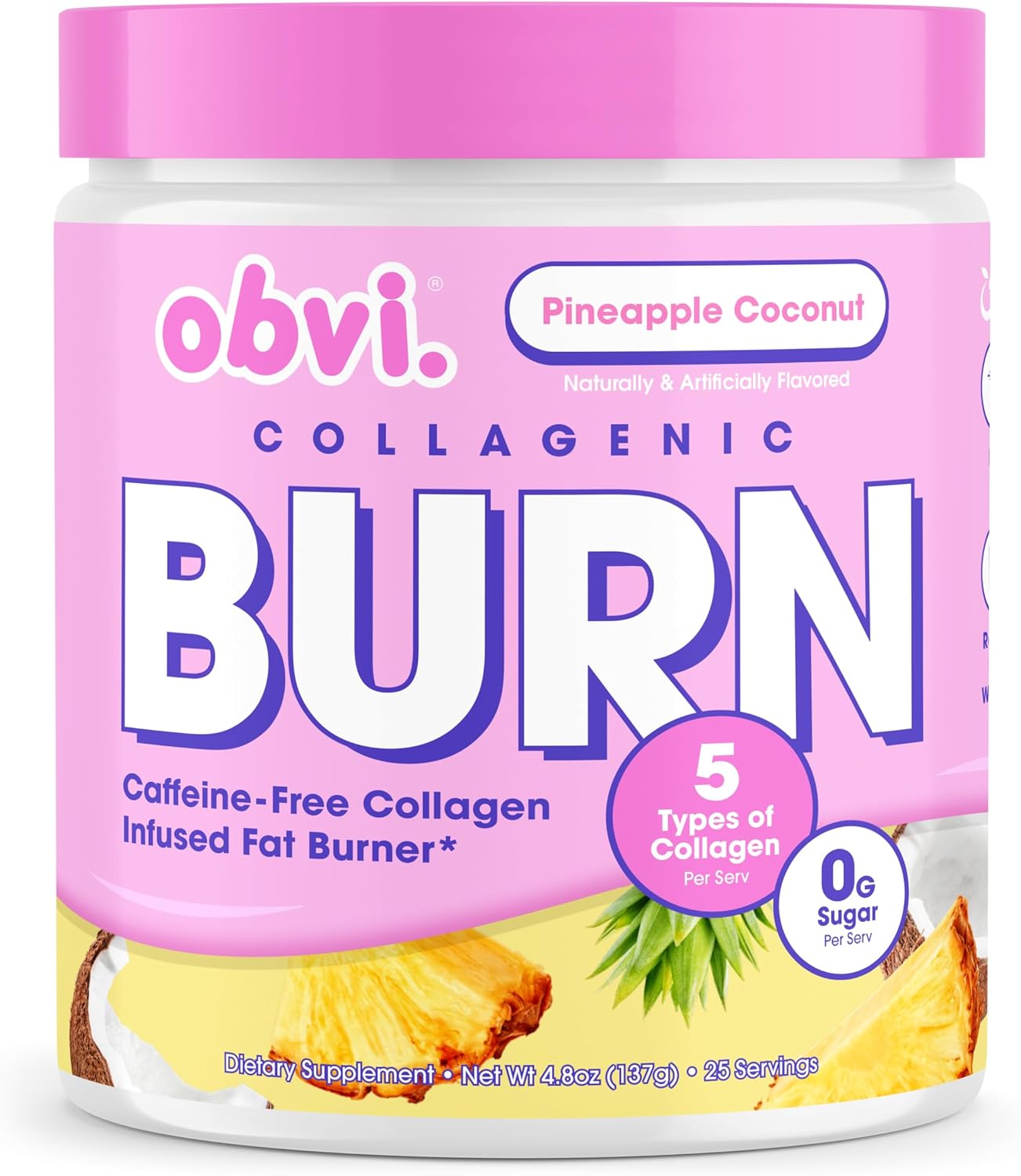Collagenic Burn Powder with GBB, Ashwagandha, Green Coffee | Boosts Metabolism, Energy | Supports Skin, Hair, Nails, Joints | Pineapple Coconut Flavor