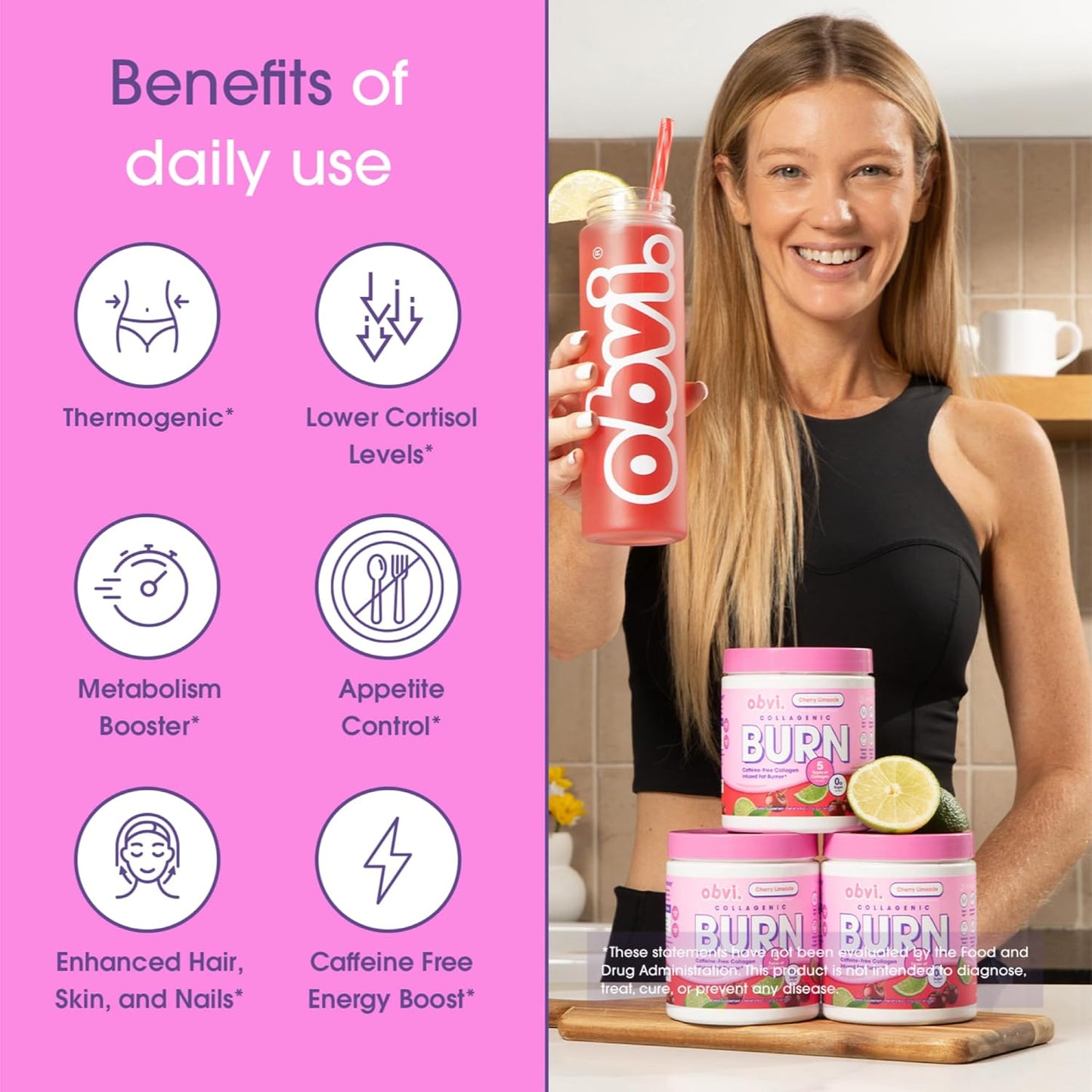 Collagenic Burn Powder with GBB, Ashwagandha & Green Coffee for Metabolism and Wellness - Cherry Limeade Flavor - BoostGo Australia