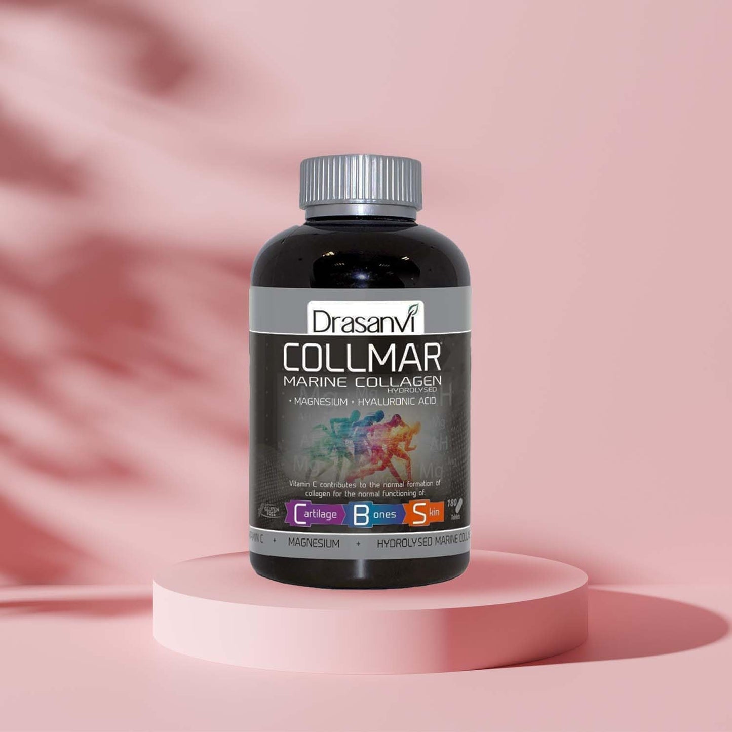 Collmar Magnesium 180 Tablets with Marine Collagen - Supports Healthy Skin, Cartilage, and Bones