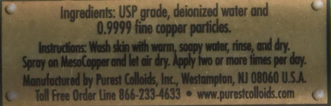 Colloidal Copper Skin Conditioner Spray 125 mL - Purest Colloids MesoCopper ® Formula