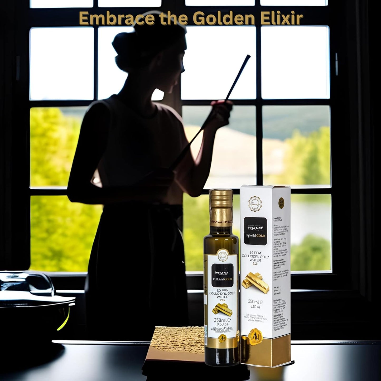Colloidal Gold Water 24K Pure Liquid Supplement - 20PPM (8.5oz) for Cognitive Function, Focus, Creativity, Calmness, Sleep Aid - Pineal Gland Decalcification