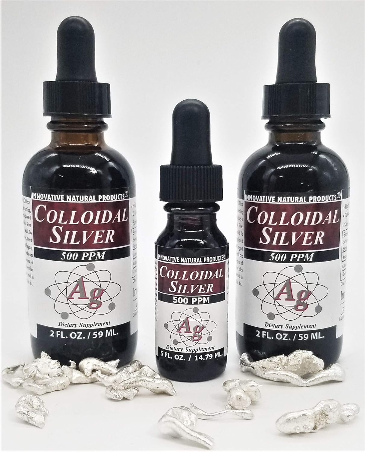 Colloidal Silver 500 PPM 2 oz - Buy 2 Bottles, Get Free 1/2 oz Trial Size - Natural Innovative Products