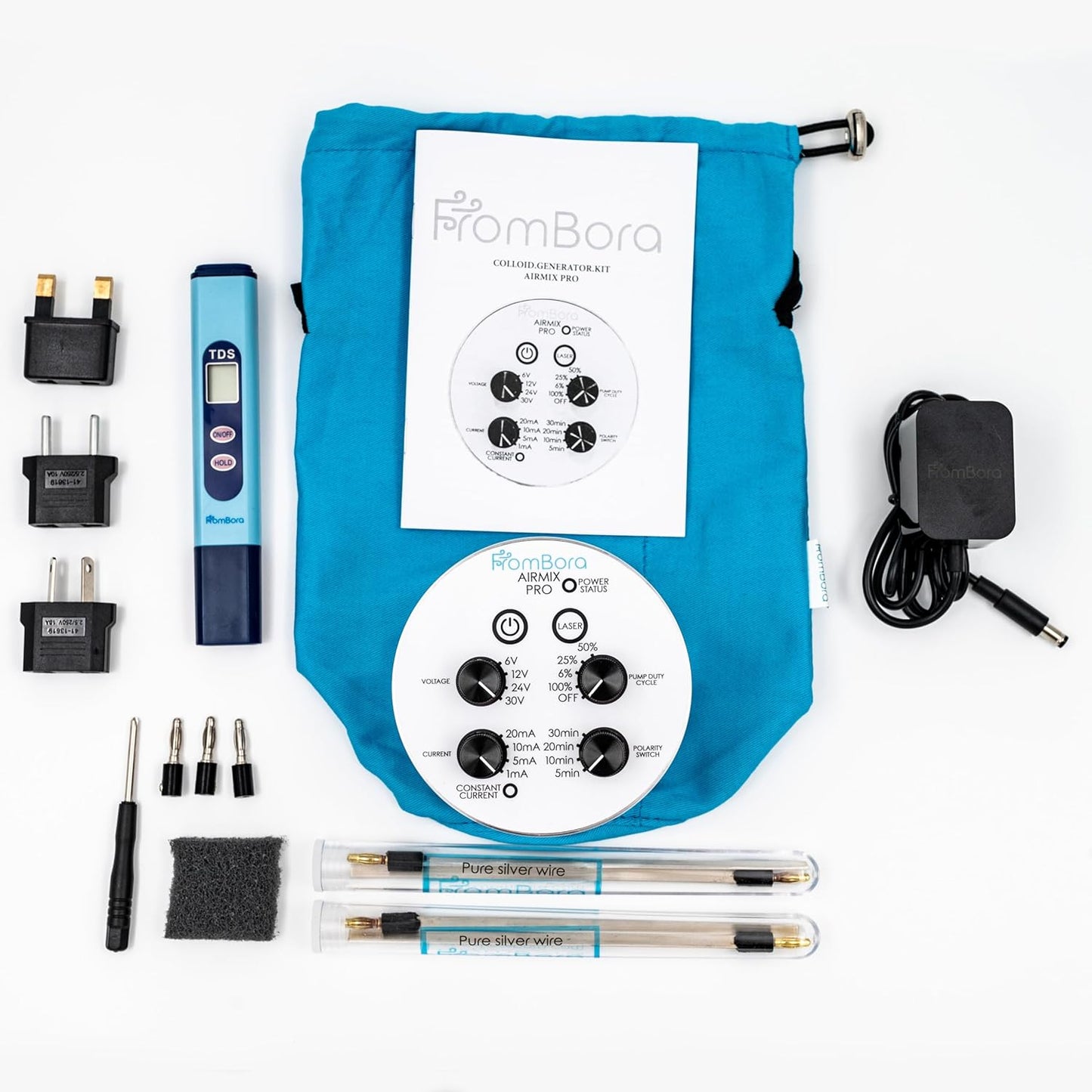 Colloidal Silver Generator Kit 99.99% Pure Silver Wire | AirMixPRO | Compatible with US, UK, EU, AU Power Plug