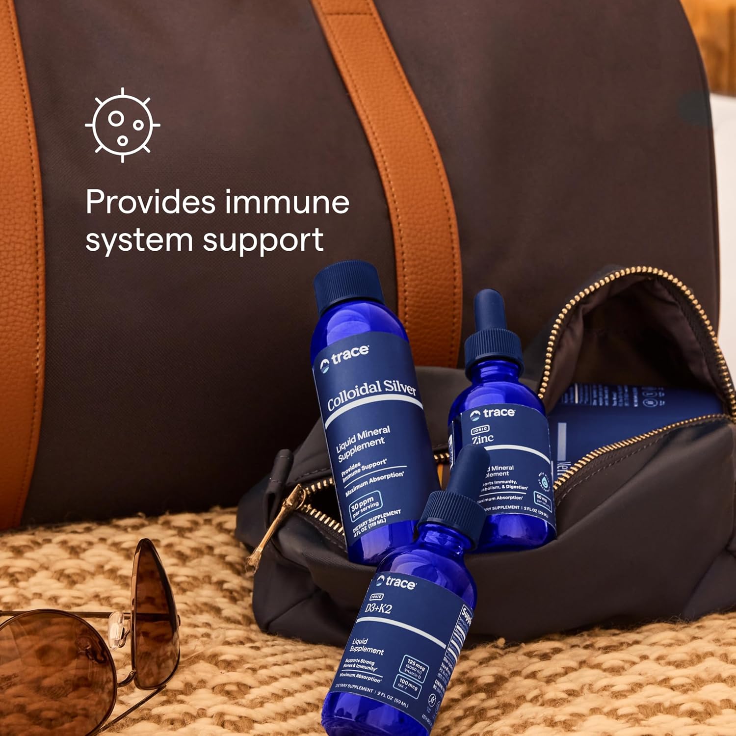 Colloidal Silver Trace Minerals Liquid Supplement - Immunity & Health Support - Highly Absorbable - 8 fl oz