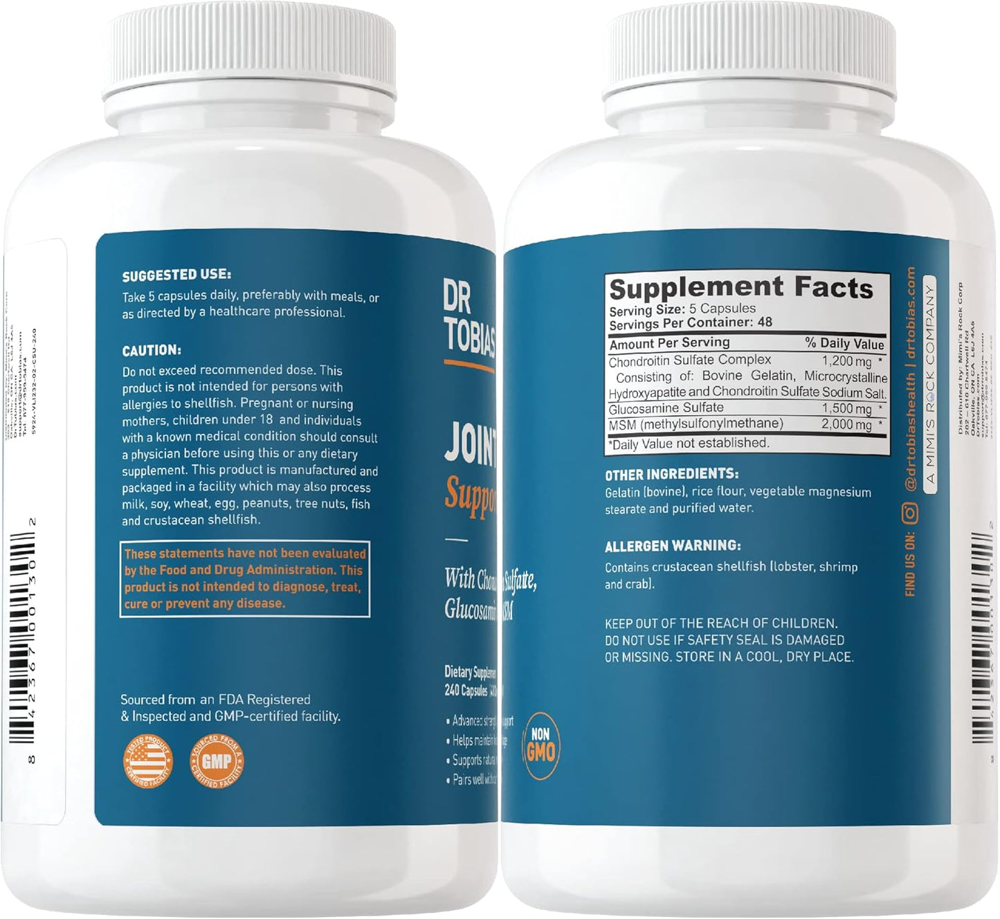 Colon Cleanse and Joint Support Supplement with Fiber, Herbs, Probiotics, and Glucosamine for Gut and Joint Health in Men and Women - Dr. Tobias 14 Day Formula