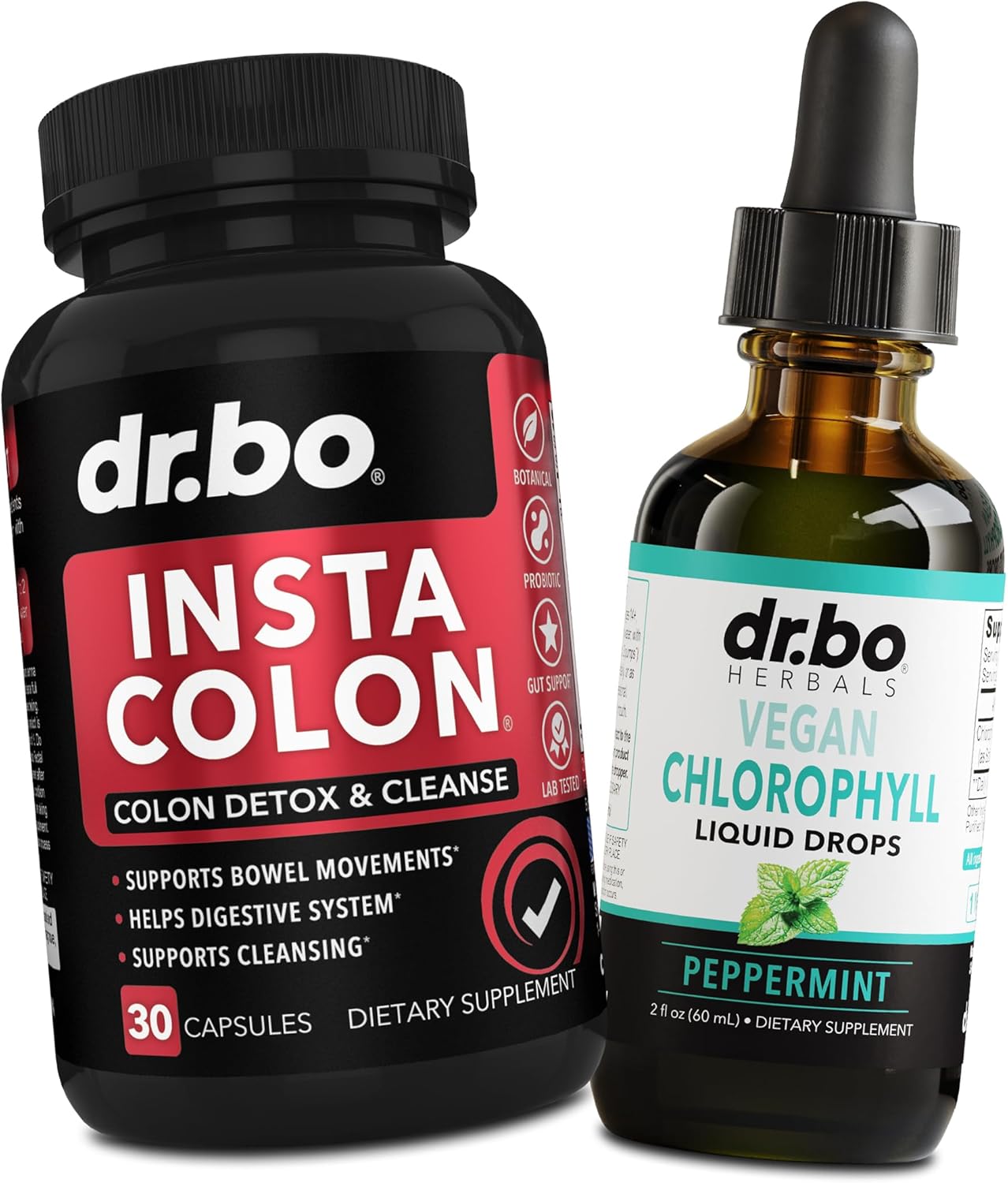Colon Cleanse Detox Pills with Ginger & Chlorophyll Drops - 15 Day Intestinal Support for Bowel Movements & Body Odor - Internal Deodorant Supplement