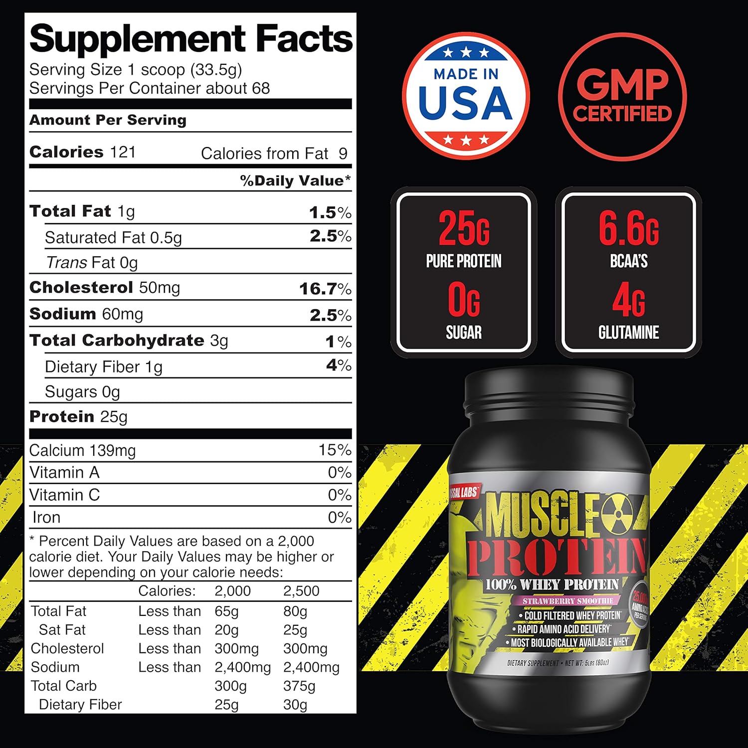 Colossal Labs Whey Protein Powder 10 lbs - Peanut Butter Chocolate Flavor, Cold Filtered, 25g Protein, 6.6g BCAAs/Serving