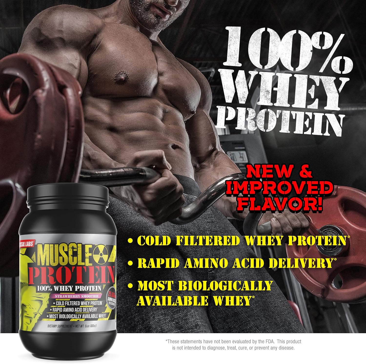 Colossal Labs Whey Protein Powder 10 lbs - Peanut Butter Chocolate Flavor, Cold Filtered, 25g Protein, 6.6g BCAAs/Serving