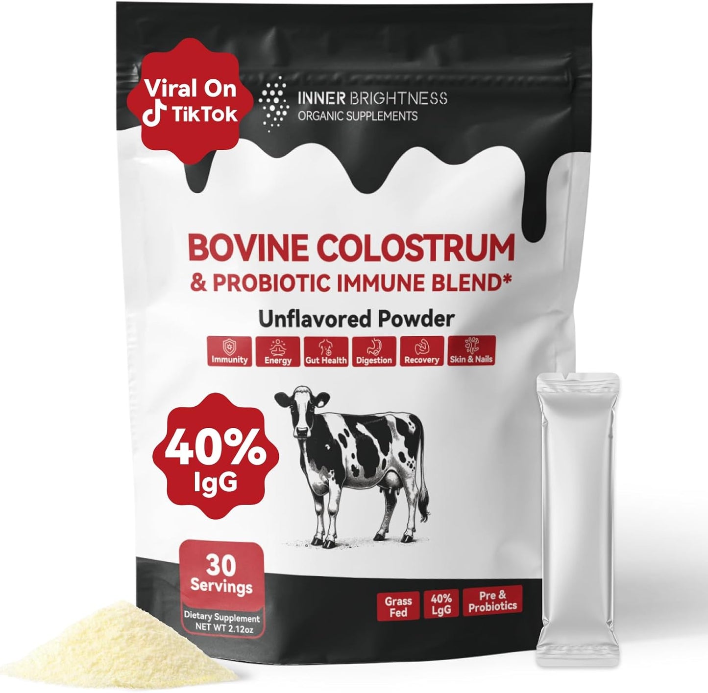 Colostrum Powder & Creatine Capsules Bundle for Gut, Immune Health & Muscle Building