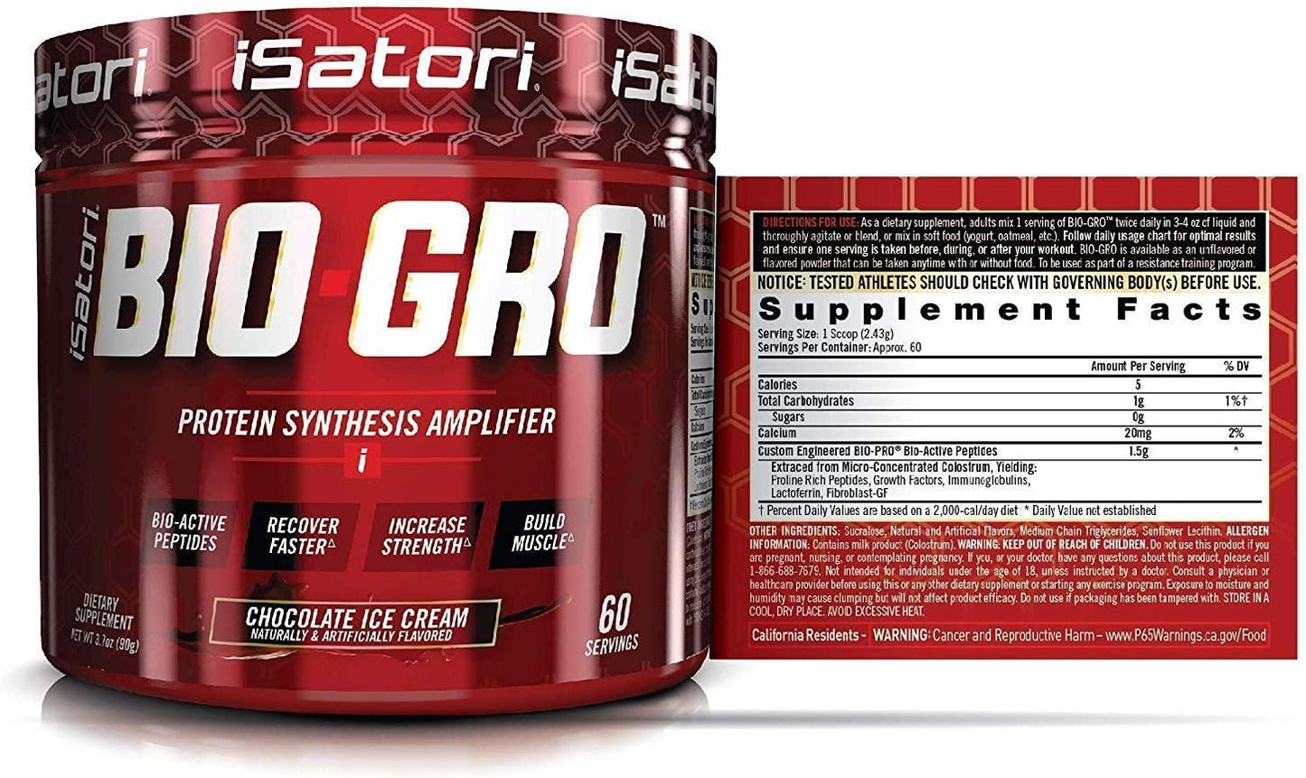 Combo Pack: iSatori Bio-GRO Chocolate Ice Cream & Bio-Active Whey Protein Powder - 90 Servings in Total