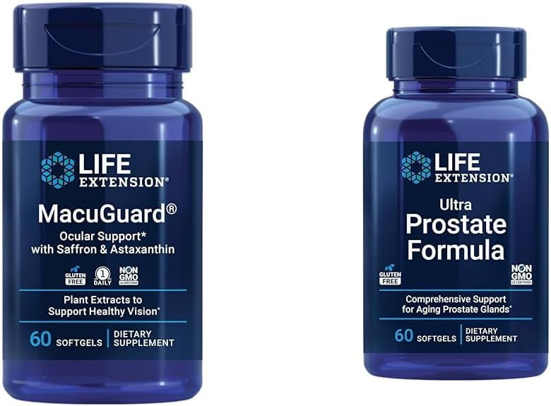 Combo Pack: Life Extension Macuguard Ocular Support & Ultra Prostate Formula Saw Palmetto Softgels