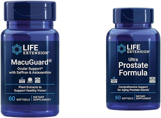 Combo Pack: Life Extension Macuguard Ocular Support & Ultra Prostate Formula Saw Palmetto Softgels