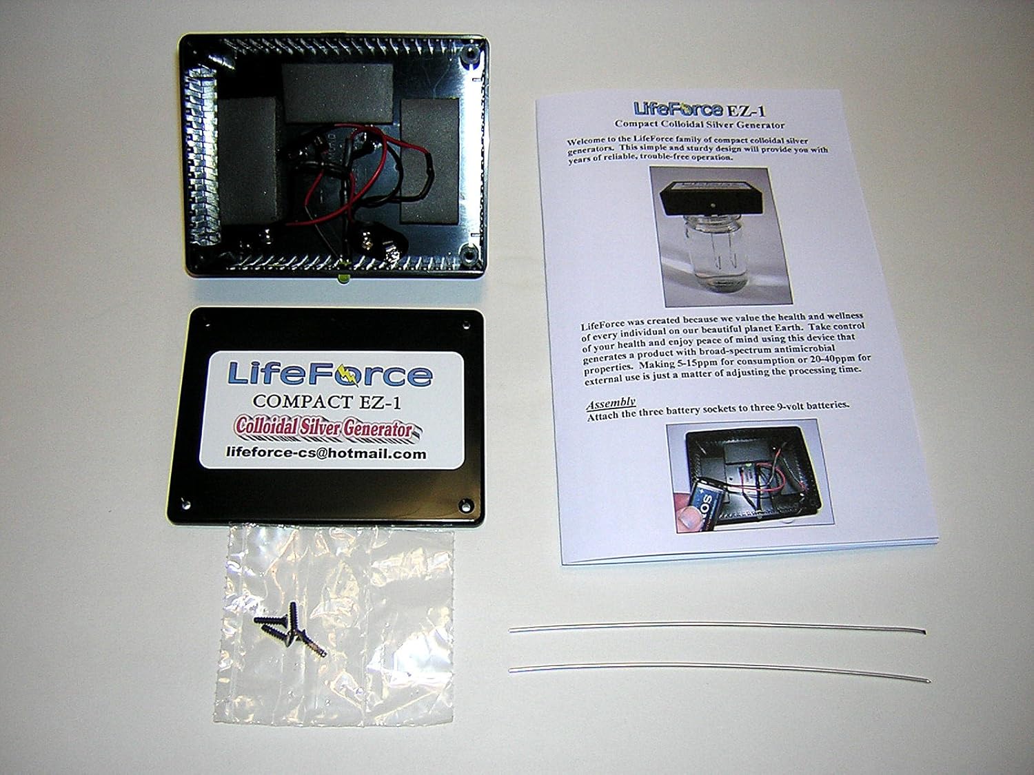 Compact EZ-1 Colloidal Silver Generator Package with 12 Gauge Wires from LifeForce Devices - Barebones Kit