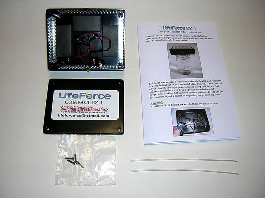Compact EZ-1 Colloidal Silver Generator Package with 12 Gauge Wires from LifeForce Devices - Barebones Kit