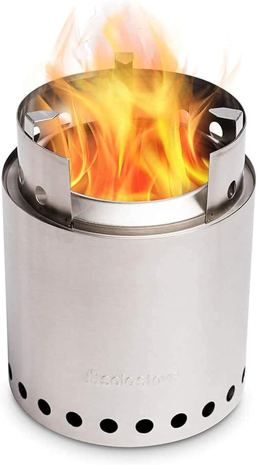 Compact Stainless Steel Solo Stove - Portable Wood Burning Campfire Stove for Backpacking & Outdoor Cooking - No Batteries or Fuel Canisters Needed - Great for Camping