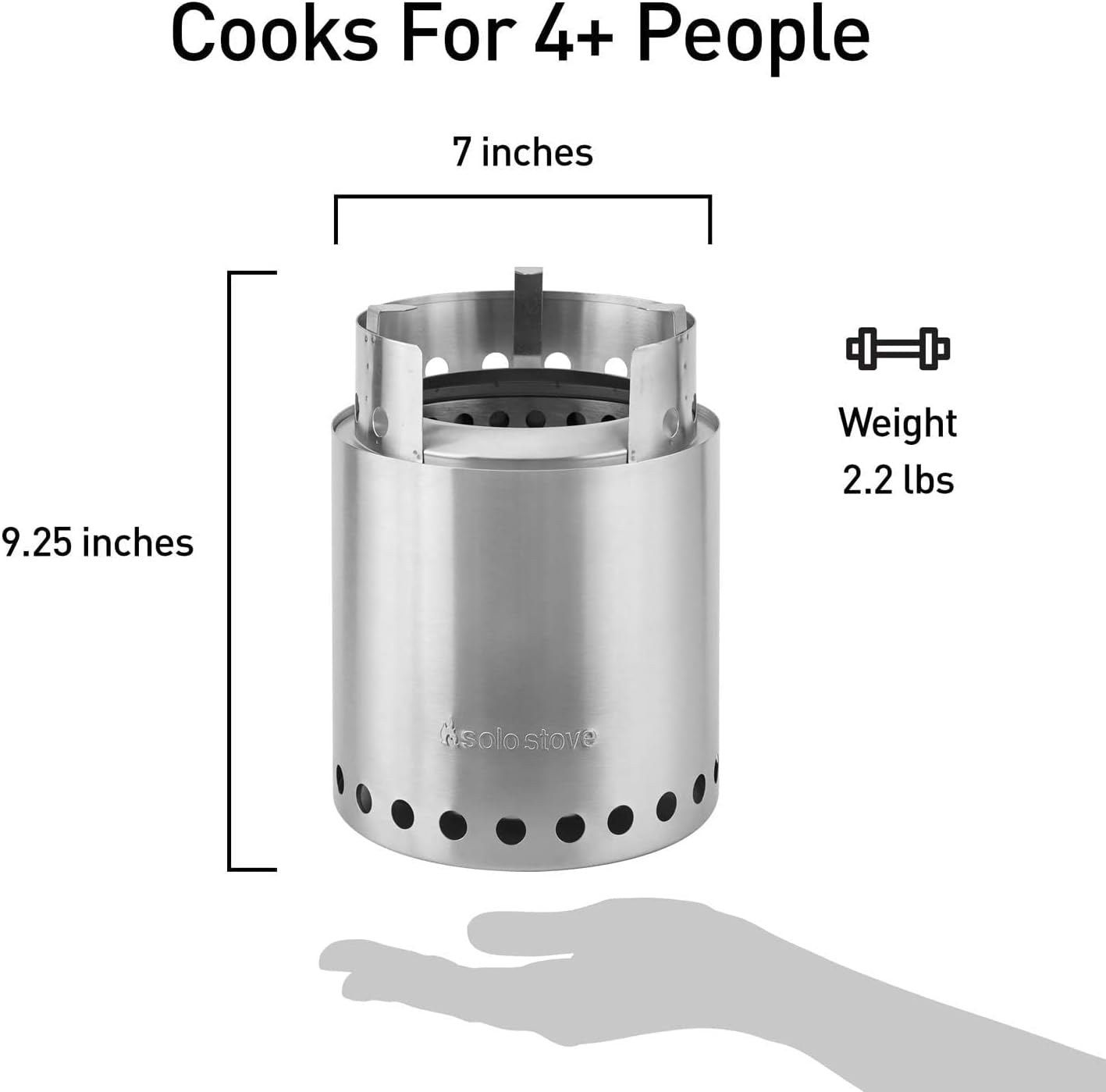 Compact Stainless Steel Solo Stove - Portable Wood Burning Campfire Stove for Backpacking & Outdoor Cooking - No Batteries or Fuel Canisters Needed - Great for Camping