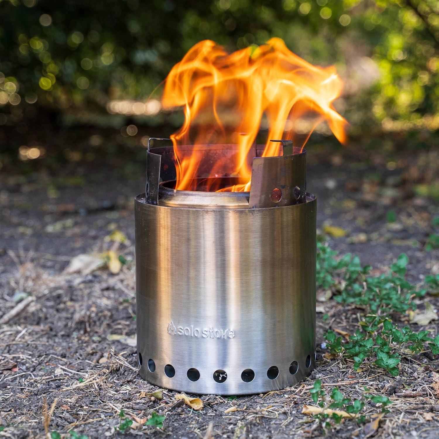 Compact Stainless Steel Solo Stove - Portable Wood Burning Campfire Stove for Backpacking & Outdoor Cooking - No Batteries or Fuel Canisters Needed - Great for Camping