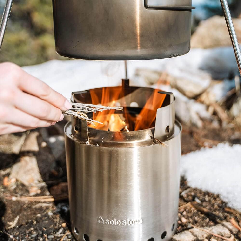 Compact Stainless Steel Solo Stove - Portable Wood Burning Campfire Stove for Backpacking & Outdoor Cooking - No Batteries or Fuel Canisters Needed - Great for Camping