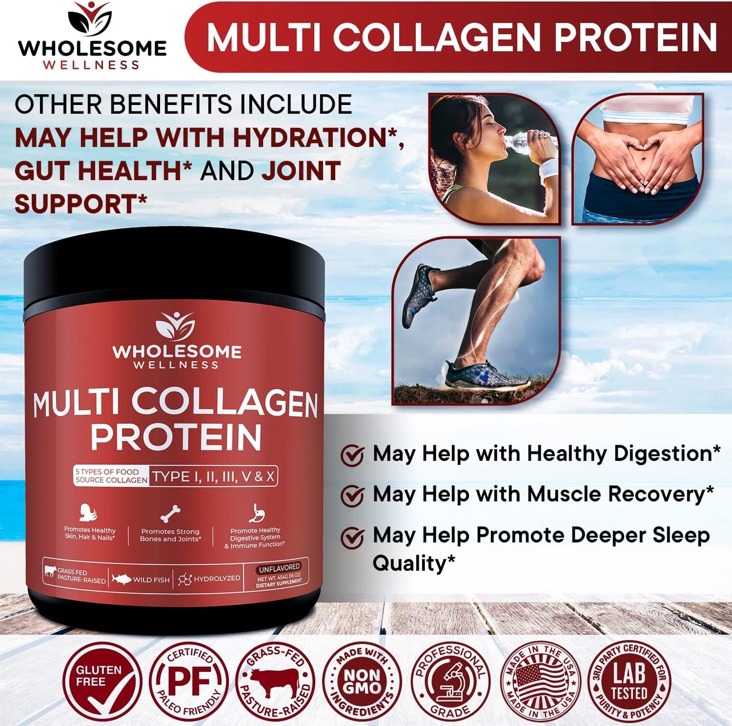 Complete Collagen Protein Powder & Grass Fed Beef Liver Capsules Bundle - Supports Energy with Natural Iron, Vitamin A, B12 (180 Pills, 750mg)
