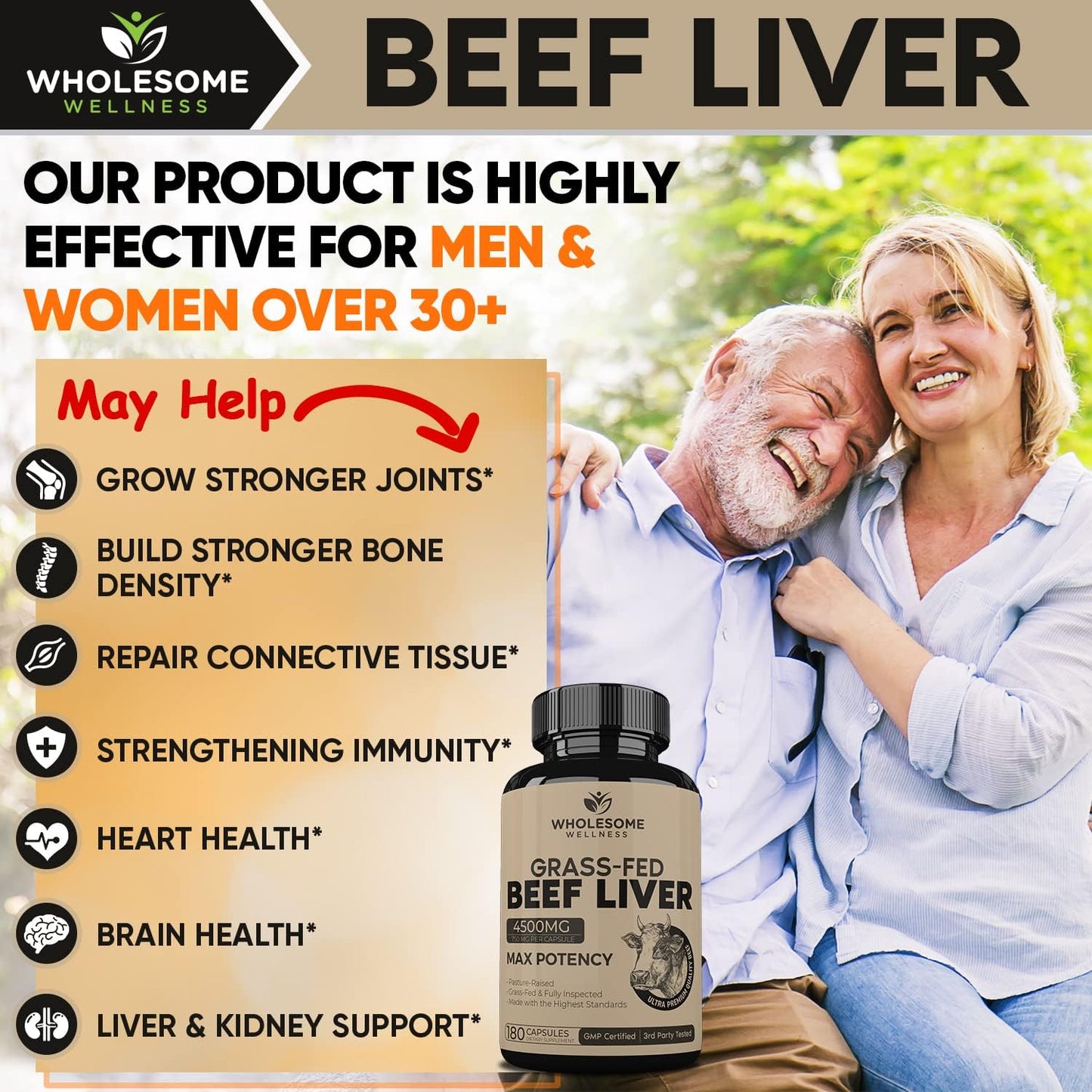 Complete Collagen Protein Powder & Grass Fed Beef Liver Capsules Bundle - Supports Energy with Natural Iron, Vitamin A, B12 (180 Pills, 750mg)