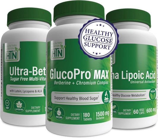 Complete Glucose Support Bundle: GlucoPro Max, Alpha Lipoic Acid & Ultra-Betic MultiVitamin