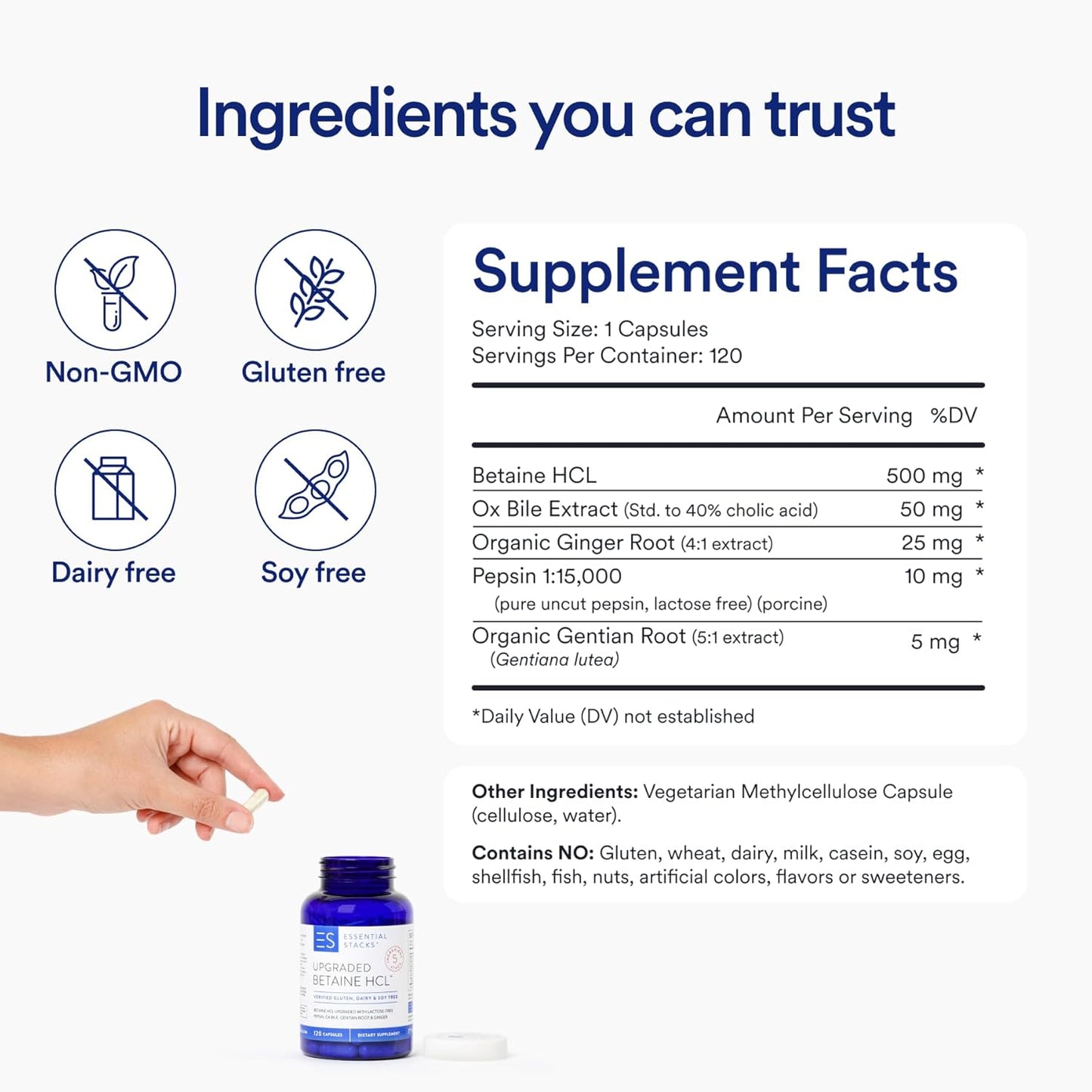 Complete Gut Health Bundle - L-Glutamine, Enzymes, Probiotics, Prebiotics, Betaine HCL for Digestive Wellness