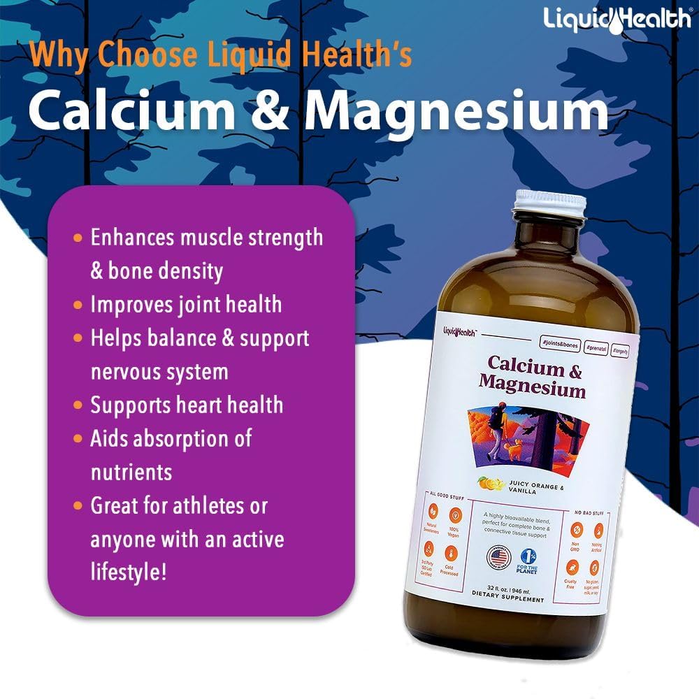 Complete Multivitamin & Calcium/Magnesium Liquid Bundle - Adult Whole Body Health, Immune Boost, Bone/Joint Support - Whole Foods, Vegan, Non-GMO