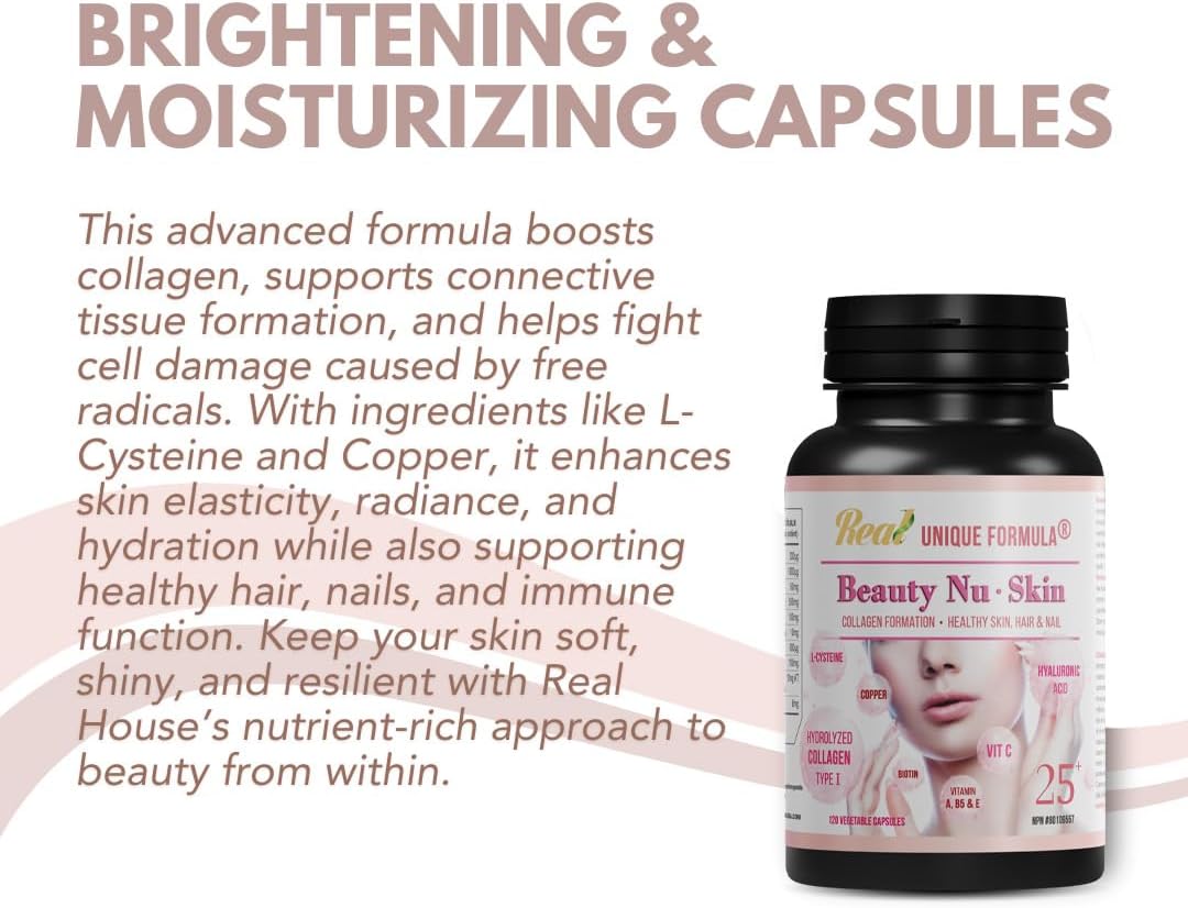 Complete Nutrients for Healthy Skin, Nails, and Hair | Unique Formula® Beauty Skin 25+ with Collagen, Hyaluronic Acid, and Vitamins for a Glowing Look