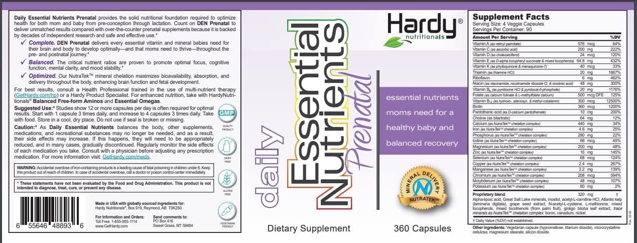 Complete Prenatal Supplement for Pregnant and Nursing Women - Broad Spectrum Micronutrients by Hardy Nutritionals
