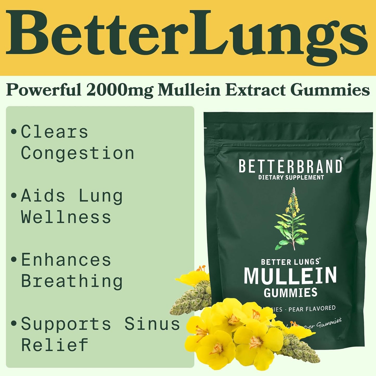 Complete Respiratory Wellness Pack: BetterLungs & Mullein Gummies - 30 Day Supply by Betterbrand