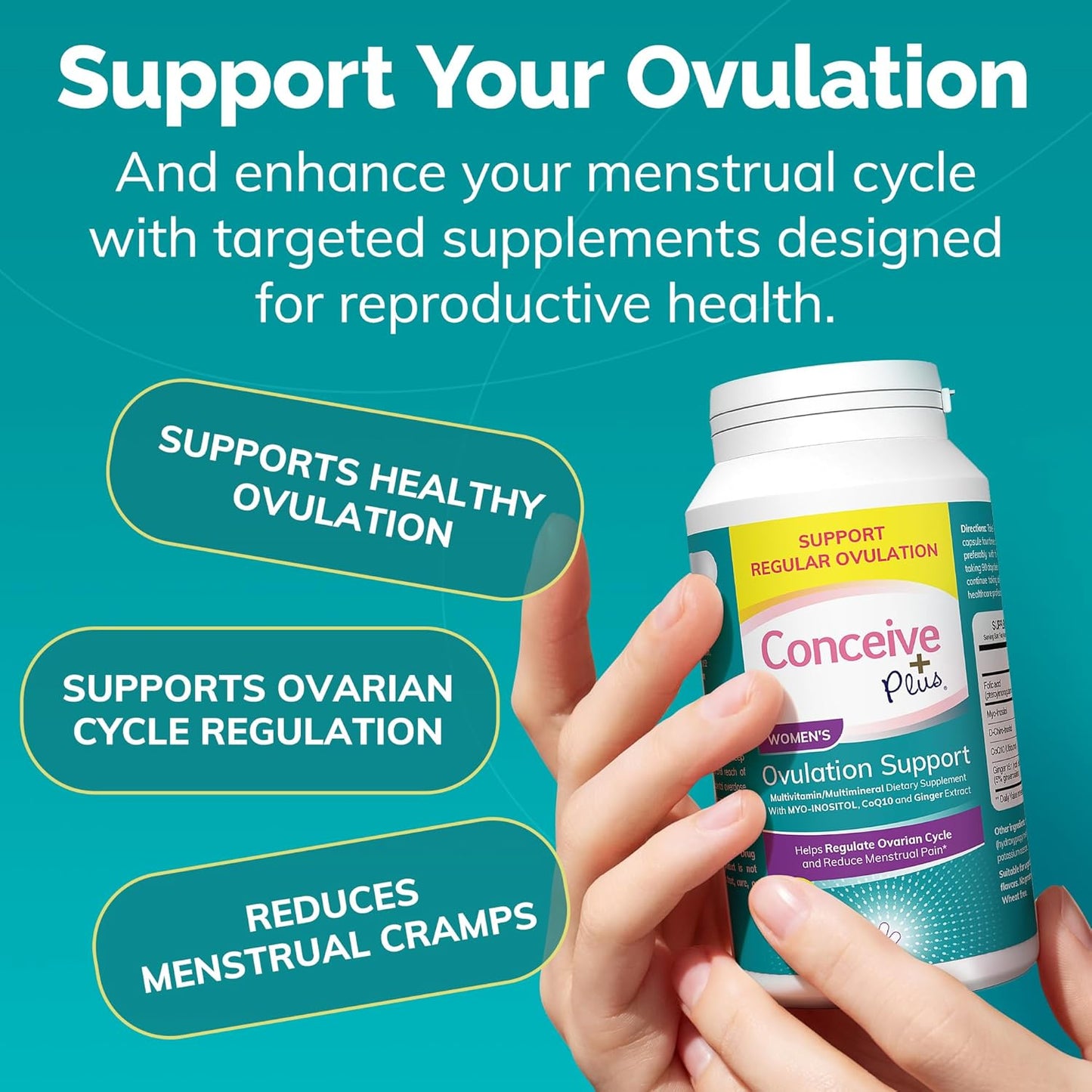 Conceive Plus Ovulation Bundle: 3-Month Supply of Myo-Inositol & D-Chiro Inositol + Fertility Lubricant - PCOS & Hormone Balance Support for Women Trying to Conceive