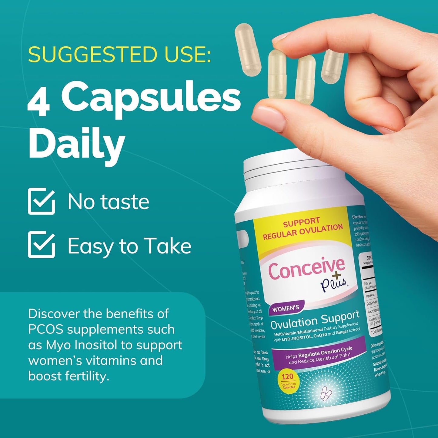 Conceive Plus Ovulation Bundle: 3-Month Supply of Myo-Inositol & D-Chiro Inositol + Fertility Lubricant - PCOS & Hormone Balance Support for Women Trying to Conceive