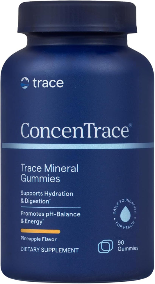 ConcenTrace Chewable Gummies with Trace Minerals for Energy & Joint Support - Natural Pineapple Flavor - 90 ct