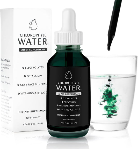 Concentrated Chlorophyll Water Drops with Electrolytes, Sea Minerals, and Antioxidants - 12,000mg Liquid Chlorophyll for Detox, Energy, and Immune Support