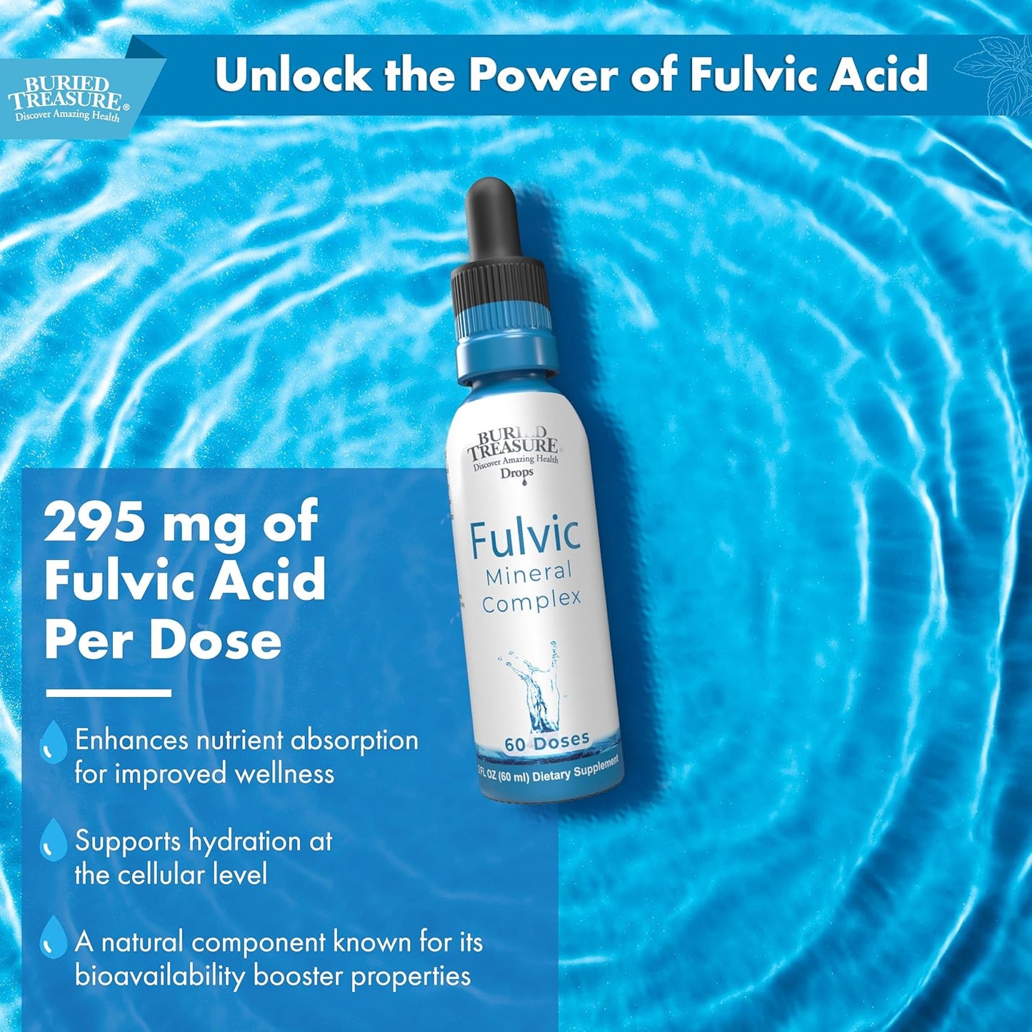 Concentrated Fulvic Mineral Drops - Liquid Supplement with Trace Minerals for Energy Support - 2 fl oz