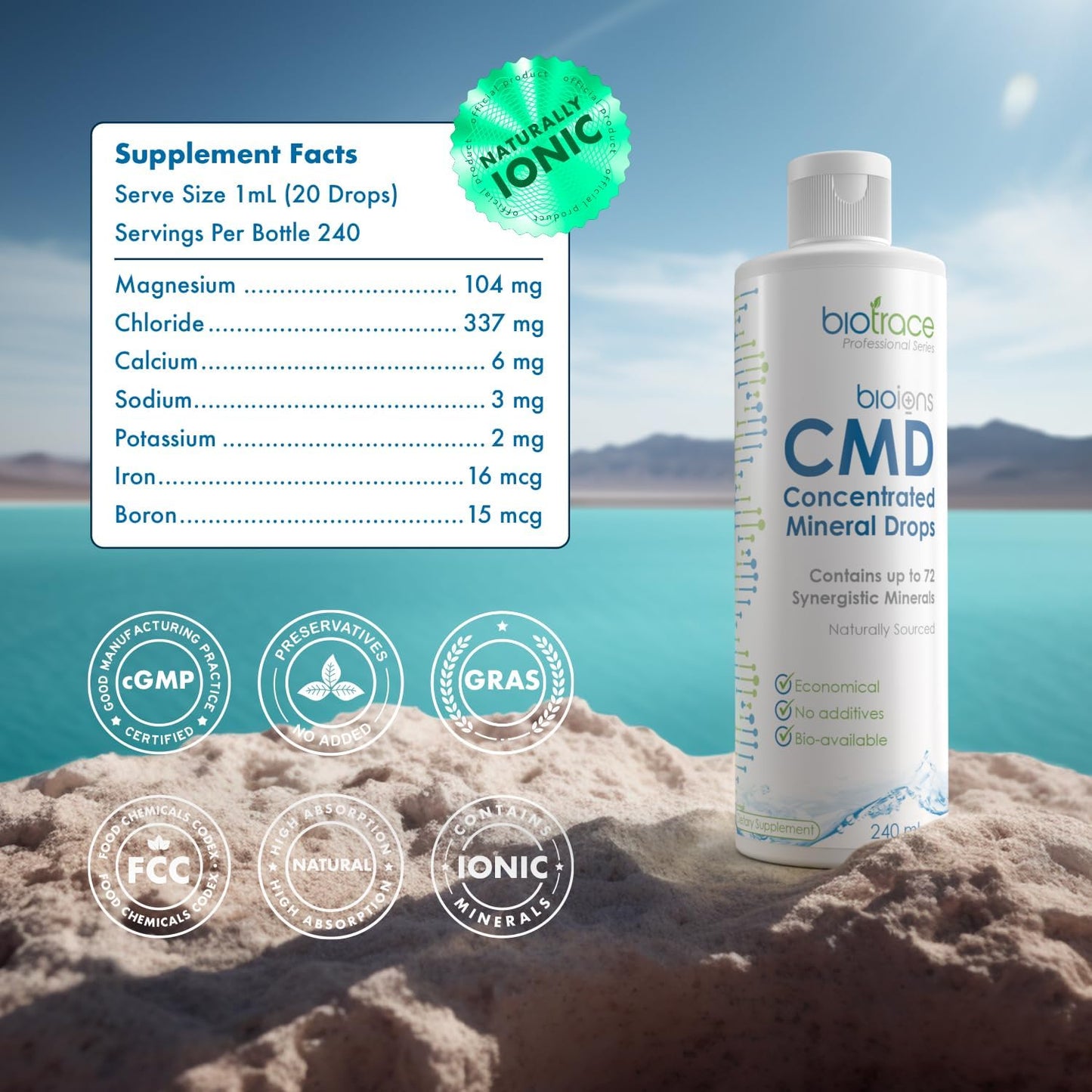 Concentrated Ionic Liquid Magnesium Drops with 72+ Trace Minerals from Dead Sea | Low Sodium Electrolyte Supplement for Energy & Hydration | 2 fl oz, 24 Day Supply