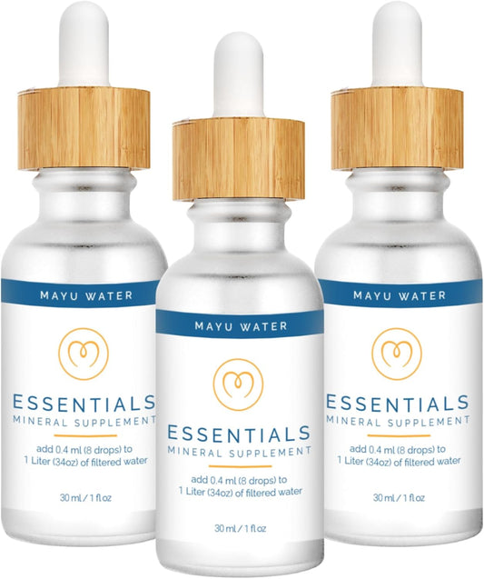 Concentrated Ionic Trace Mineral Drops with Essential Electrolytes for Immune Support - Magnesium Chloride Sodium Supplements - Alkaline Water - 3 Pack