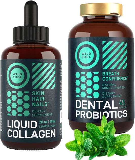 Concentrated Liquid Collagen Peptides and Dental Probiotics Bundle for Fresh Breath
