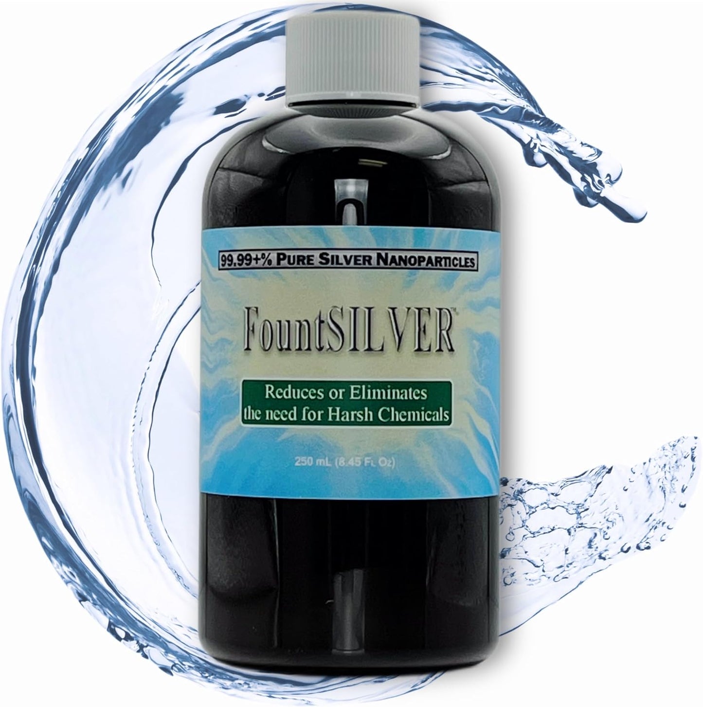 Concentrated True Colloidal Silver Water Treatment - 250 mL (8.45 Fl Oz) Amber BPA-Free Bottle - Nutraneering FountSILVER Fountain