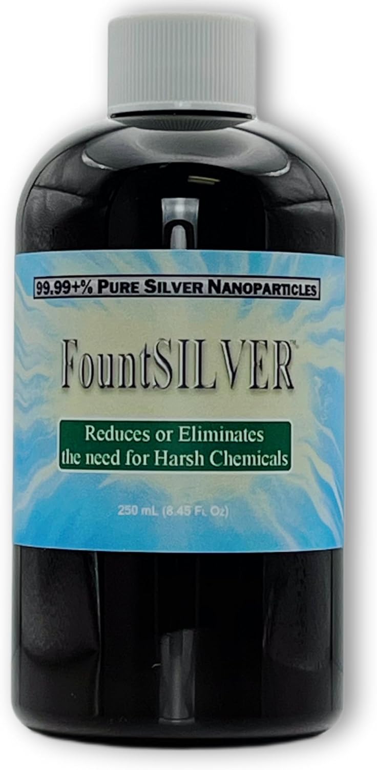 Concentrated True Colloidal Silver Water Treatment - 250 mL (8.45 Fl Oz) Amber BPA-Free Bottle - Nutraneering FountSILVER Fountain